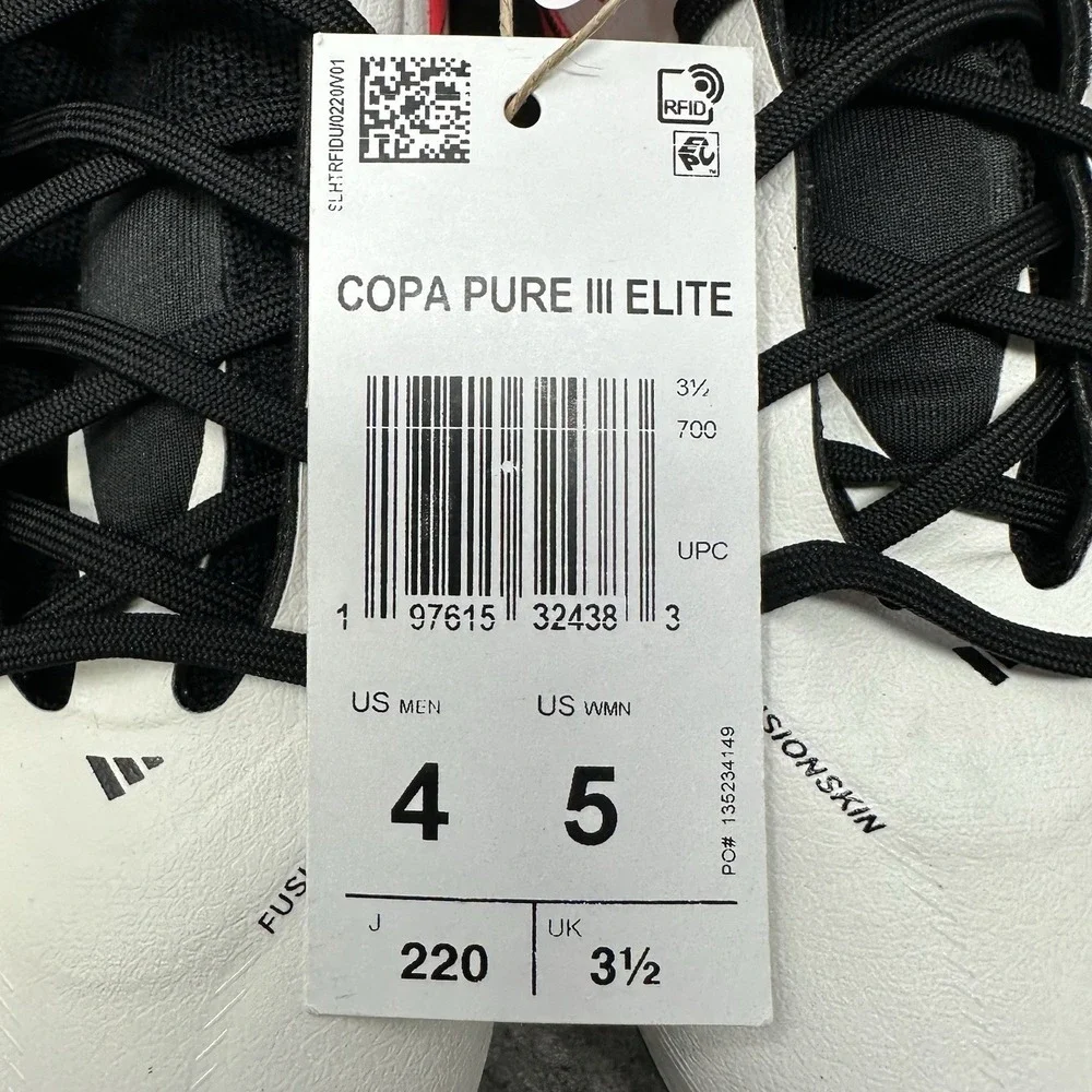 Adidas Copa Pure 3 Elite FG Soccer Cleats Mens Size 4 White Red Black ID9037